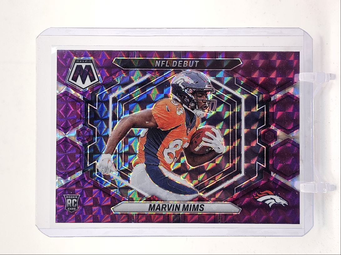 MARVIN MIMS 2023 MOSAIC NFL DEBUT ROOKIE PURPLE PRIZM RC /49 Q1895