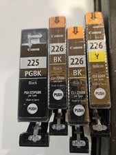 4 OEM Canon Ink Cartridges CLI-226 2 -226BK 1 226Y sealed 1-225PGBK open 