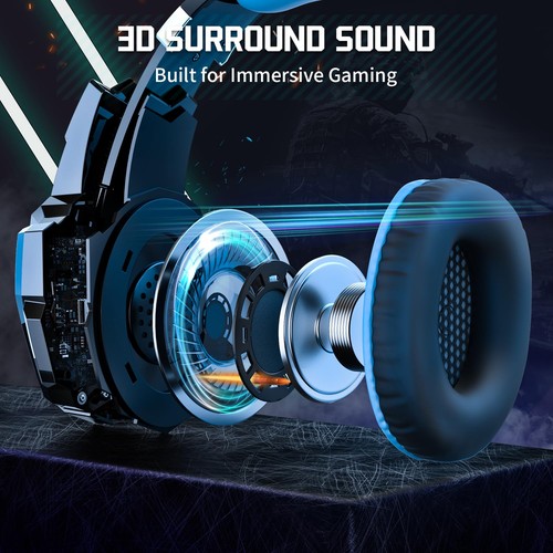 Cuffie Gaming per Ps4 Ps5 3D Surround Sound Cancellazione Rumore Cuffie - Foto 4 di 5