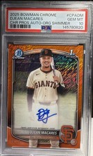 2025 Bowman Chrome Prospect 1st Autographs Orange Shimmer Djean Macares #19/25