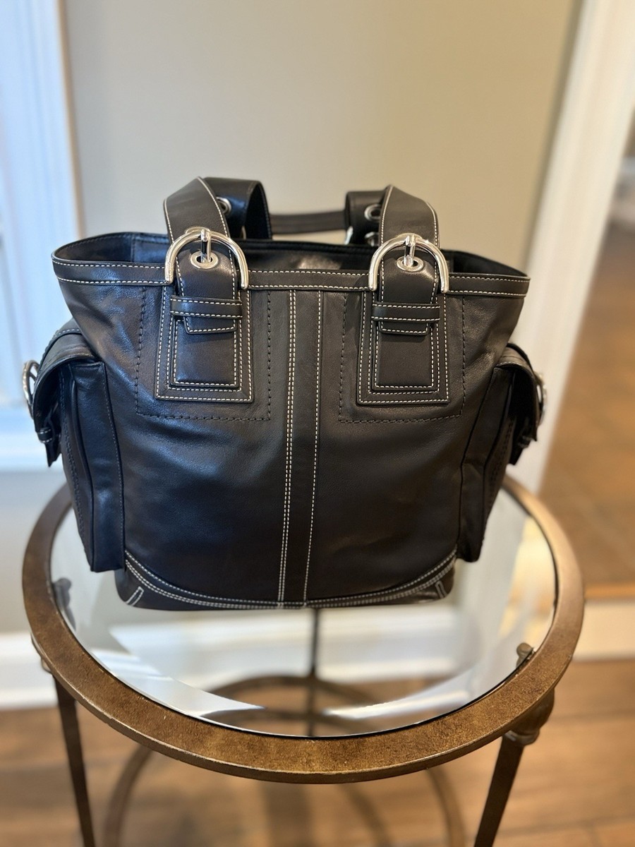 バッグ COACH SOHO LEATHER Tote bag 10037 Coach Soho Large Black Leather SHOPPER Tote Bag 10037 for