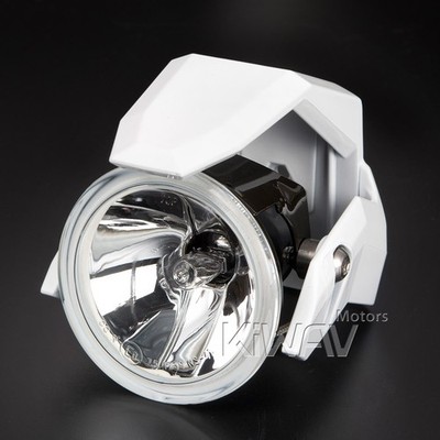 3'' fog light H3 12V 55W ECE black metal housing white ABS shield x2 bobber brat