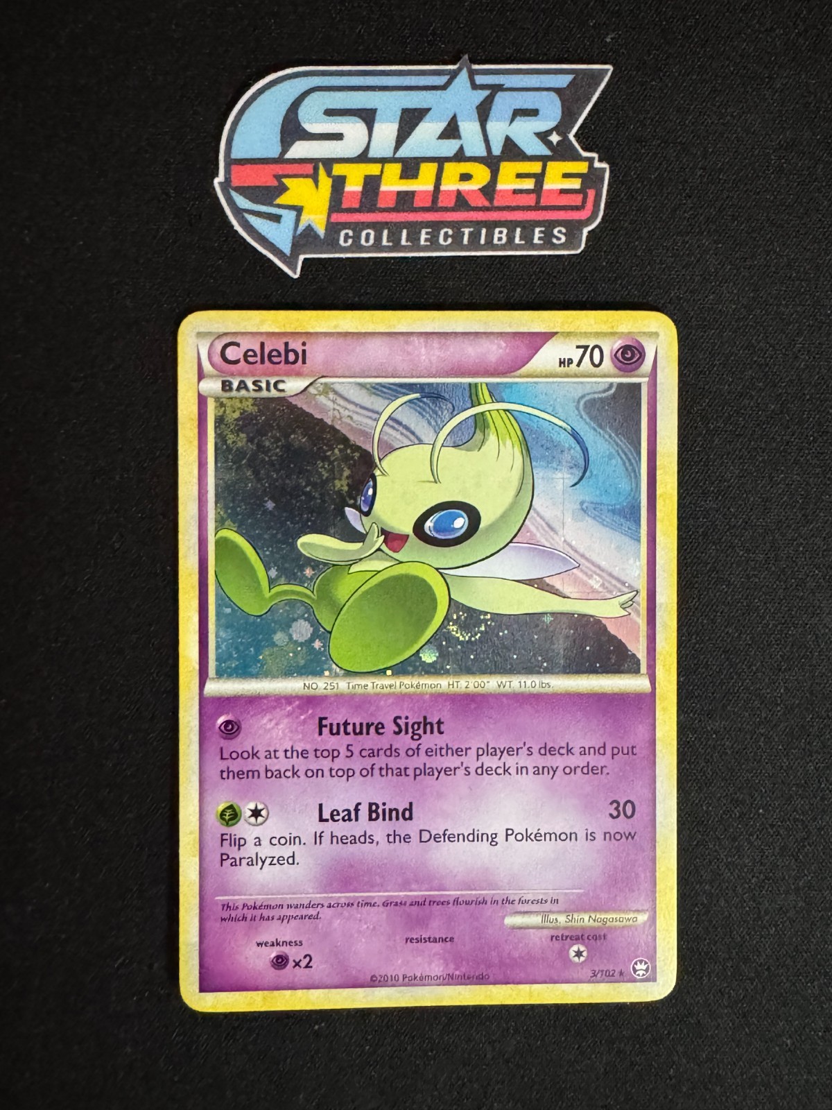 ✨🌀 SWIRL Celebi 3/102 Holo Rare Pokemon TCG HGSS Triumphant Card - NM 🌀✨
