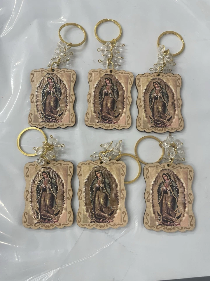 12 Llavero Virgen de Guadalupe Llavero Madera Favores Llaveros Recuerdos Comunión - Imagen 2 de 4