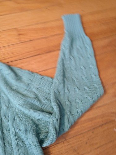 VTG. Polo Ralph Lauren Men's 100% Cotton Chunky Cable-Knit Sweater Large Seafoam - Picture 5 of 10