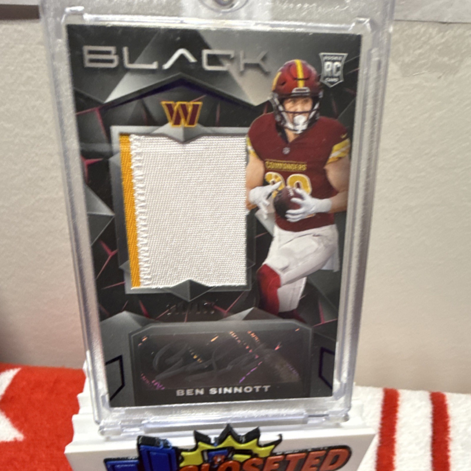 2024 Panini Black Rookie Patch Auto Ben Sinnott #237.  111 /150 Commanders NFL