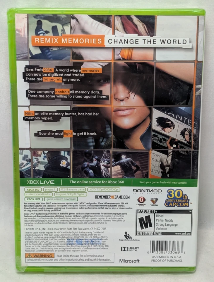 Remember Me (Xbox 360 2013) NEW Factory Sealed NISB - Image 2 of 3