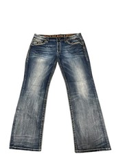 Rock Revival Cepheus Relaxed Straight Jeans Thick Stitch Embroidered Men  s 40