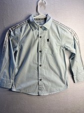 Calvin Klein Jeans Boys Solid Blue Cotton Button-Up Dress Shirt Size 5