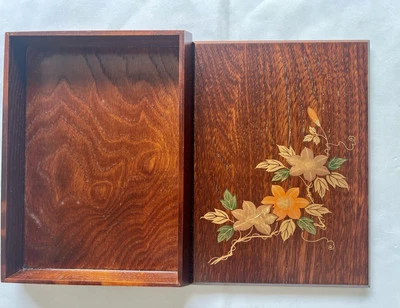 NOS Japan Urishi Makie Nature Wood Stationary Box For Storage Nice Condition - Image 1 of 4