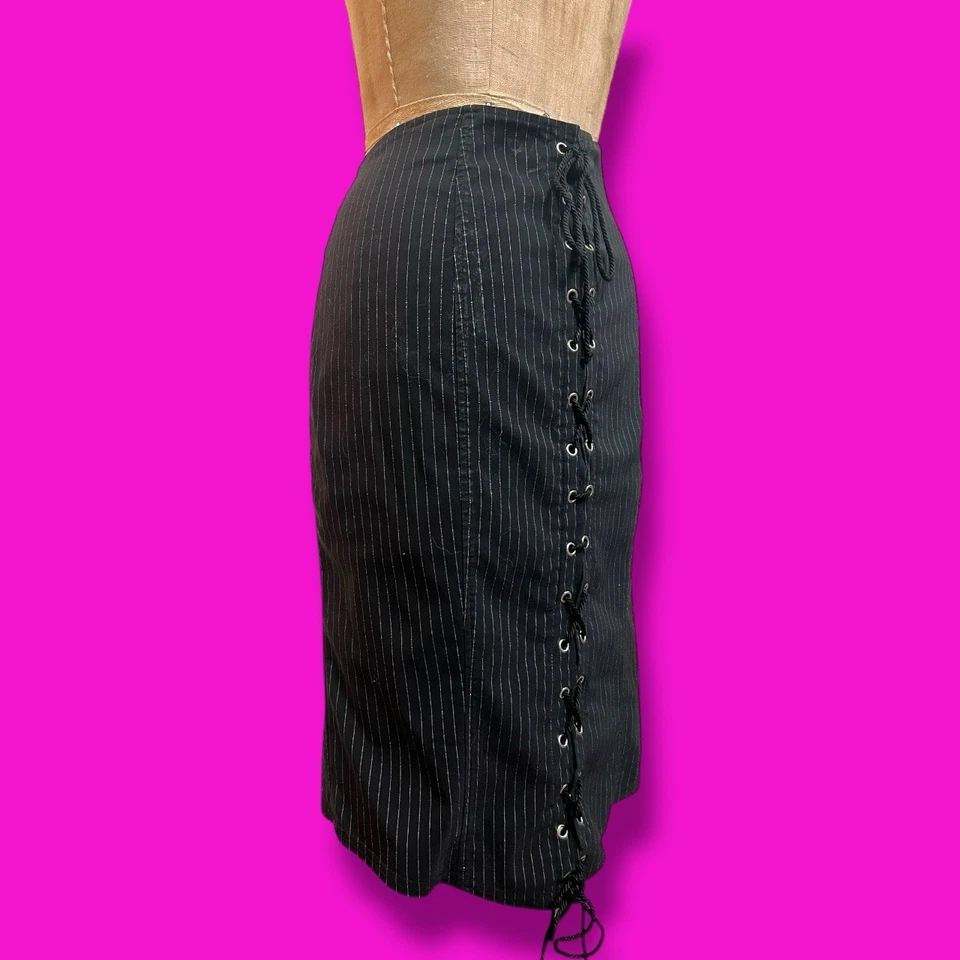 LIP SERVICE Y2K ESTILO RARO Gangsta Pranksta Corsé Cordones Falda Lápiz De Colección  Foto 2 de 4