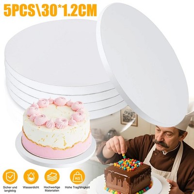 5 Stück Tortenunterlage Rund 30cm Cake Board Tortenplatte Pappe Wiederverwendbar