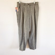 NWT Vintage Women Wool Blend Birdseye Pleated High Waist Pants Size 32 Academia