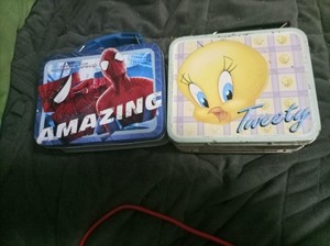 THE AMAZING SPIDERMAN 2 AND TWEETY-BIRD SMALL METAL LUNCH BOXES