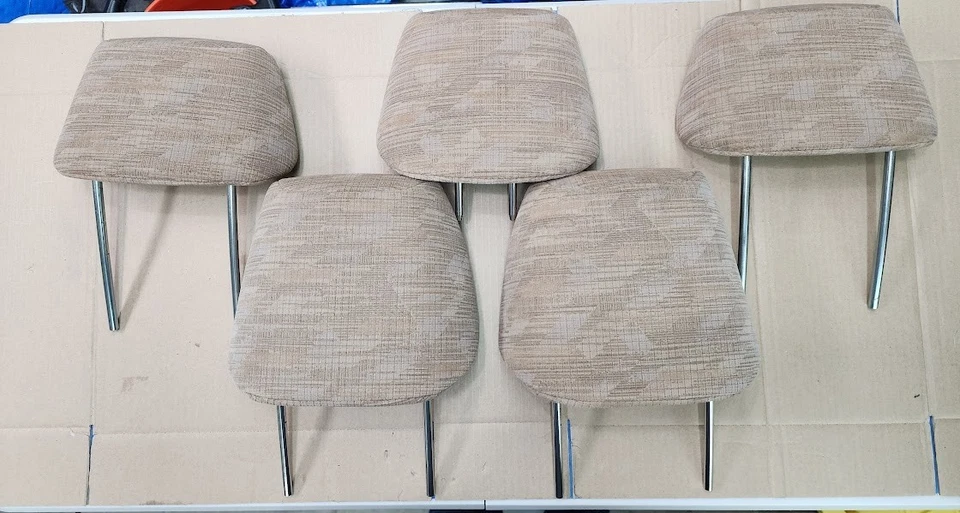 2002-2004 HONDA CR-V EX LX Full Set of 5 Headrests Front & Rear Cloth Beige Tan - Image 2 of 2