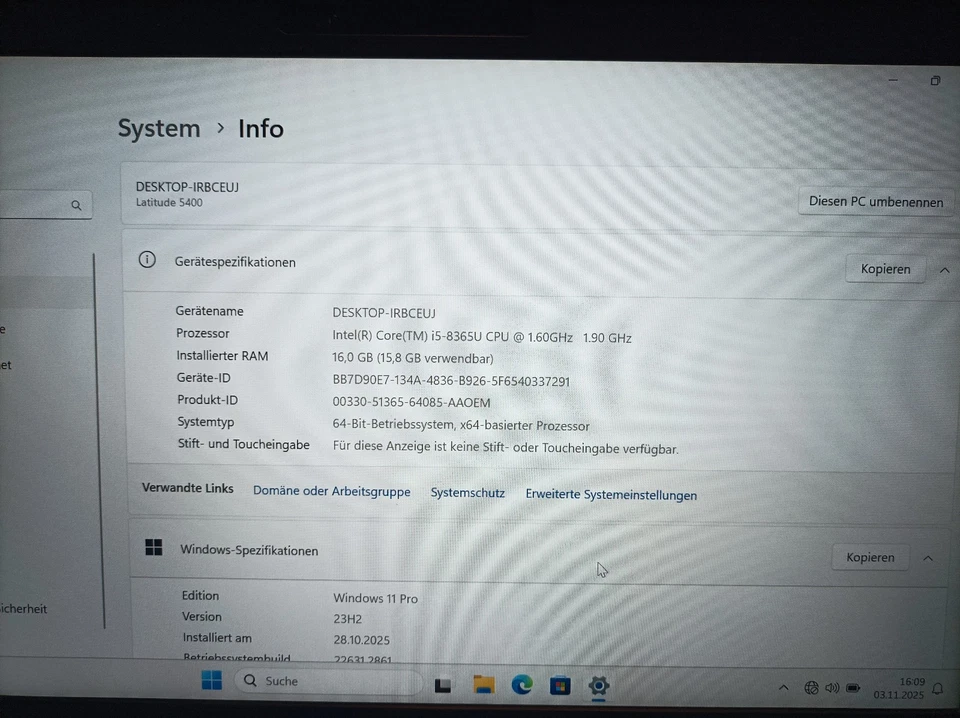 DELL Latitude 5400 i5-8365U 16GB 256GB USB-C Webcam HDMI 1920x1080 Windows 11 N2 - Bild 2 von 4