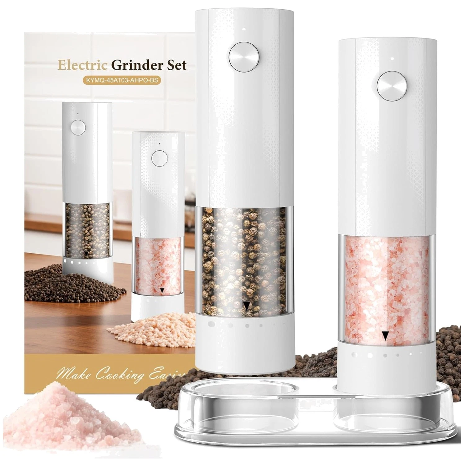 Rechargeable Salt and Pepper Grinder Set - 2 Pack, White
Opens in a new window or tab