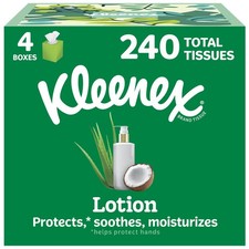 Kleenex Lotion Facial Tissues with Coconut Oil, 60 Pack of 4 , White