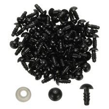 8mm Safety Eyes, 100 Set Plastic Craft Eyes with Washers, Black