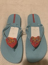Flip Flop Girl Sandals Baby Blue 3Y Little Heart On Top