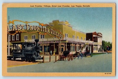 1940 Las Vegas Nevada Vintage Postcard Last Frontier Village Hotel Gambling Hall