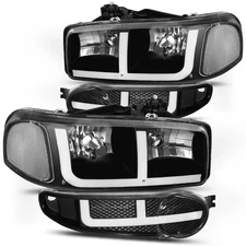 CAAP DRIVEN Switchback Dual F-Shaped LED DRL Headlights + Bumper Lamps Compat...