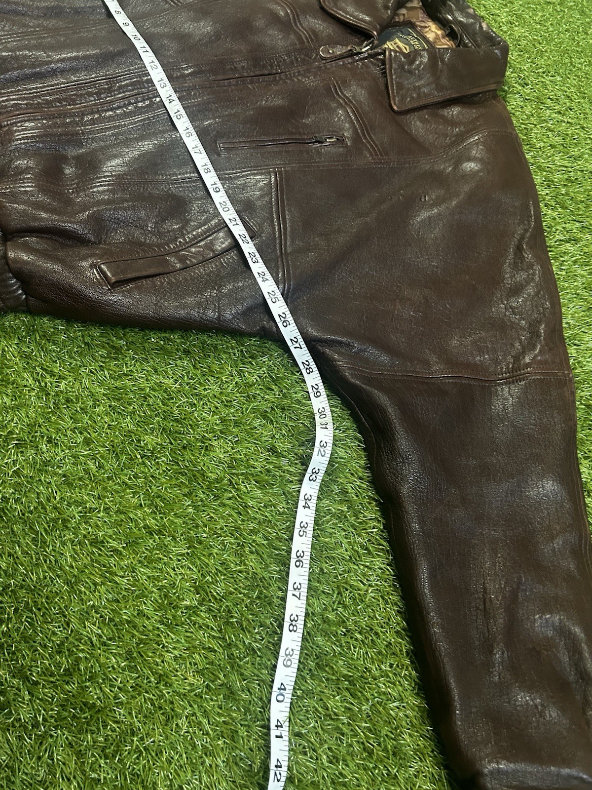 90s Authentic Structure Outerwear Brown Leather J… - image 8