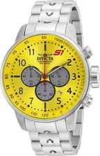 Invicta Men's S1 Rally Quartz Chronograph Yellow Silver Tone 100m Bracelet Watch