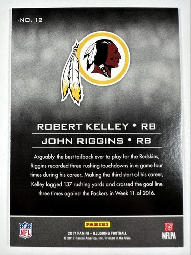 Tarjeta de comandante 2017 Panini Illusions 12 John Riggins Robert Kelley Foil Redskins - Imagen 2 de 2