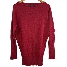 Peruvian Connection 100 Royal Alpaca Red Tunic Sweater Sz S Quiet Luxury Soft