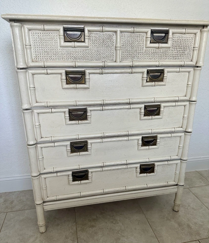 Винтажный Stanley искусственного бамбука кампании высокий 5 рисунков комод Chinoiserie - Изображение 3 из 3