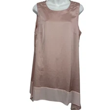 H by Halston Womens Asymmetrical Longline Top Sleeveless Shirt Tank Satin sz 12