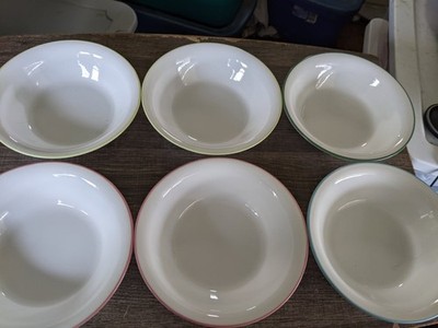 CORELLE PASTEL COLOR STRIPES SOUP / CEREAL BOWLS 18oz x 5 + BONUS FREE USA SHIP