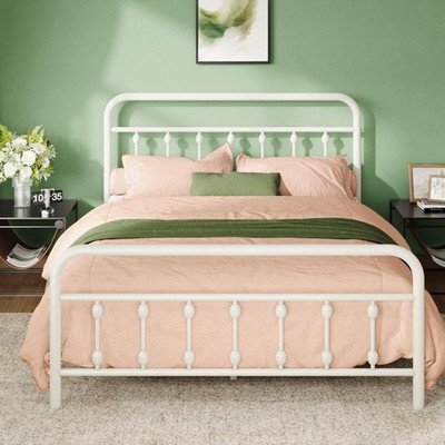 14 Inches Queen Size Metal Platform Bed Frame with Victorian Style Iron-Art H...