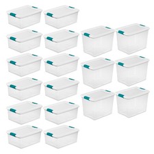Sterilite 12 Pack 15-Qt 6 Pack 25-Qt Stackable Clear Plastic Storage Bin w/Lid