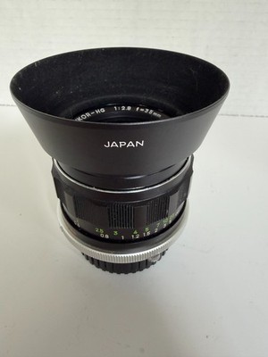 VERY GOOD MINOLTA MC W.ROKKOR-HG 35mm F/2.8 Lens with Hood