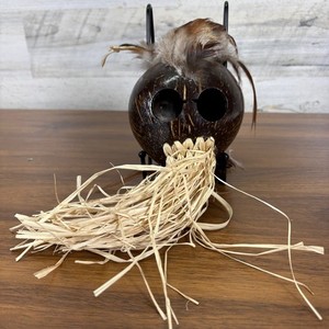 Hawaiian Natural Ikaika Warrior Helmet Makini Mask with Raffia Maui Hawaii
