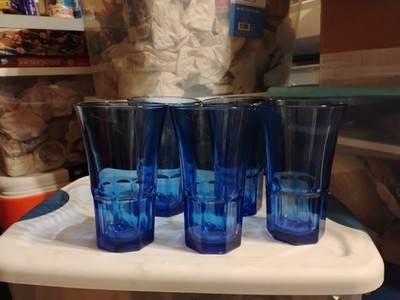 5 Libbey Gibraltar Cafe Antique Blue 6'' Tall 15 Oz Cooler Tumbler Glasses Set