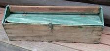 Antique Green Wooden Carpenters Saw  Tote Tool Chest Primitive Farm Box