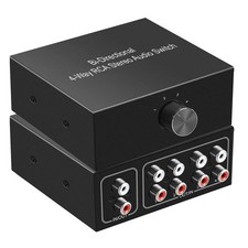 UNSTINCER Cinch RCA L/R Audio Switch 4(1)-In-1(4)-Out, Analog Passiv Stereo Aux