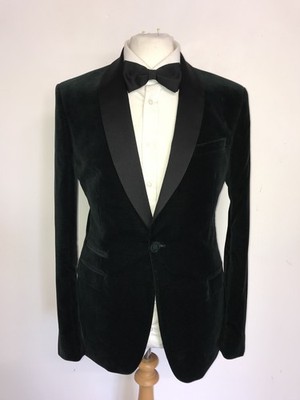 TED BAKER - Mens Slim Fit DARK GREEN VELVET TUXEDO JACKET - 40 Reg - WORN TWICE