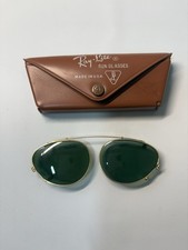 Vintage Bausch  Lomb Ray-Lite Ray Ban Clip-on Green Sunglasses With Case