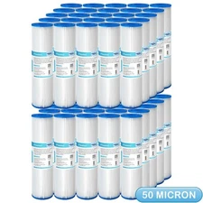50 Micron 10"x2.5" Pleated Sediment Water Filter Washable Replacement 1-50 Pack