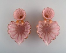 Barovier e Toso. Coppia di ciotole di forma organica in vetro artistico rosa