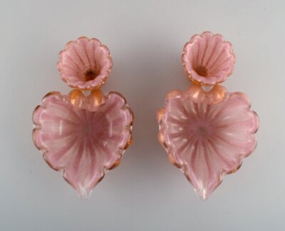 Barovier and Toso. A pair of organically shaped bowls in pink art glass