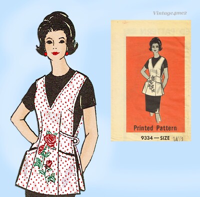 1960s Vintage Marian Martin Sewing Pattern 9334 Uncut Cobbler Apron 35 Bust