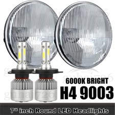 7 Inch Led Glass Headlight Round H4 Original Classic Look Conversion Chrome 2x 7 Inch Led Glass Headlight Round H4 Original Classic Look Conversion Chrome 2x