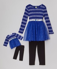 Girl 4 and Doll Matching Outfit Sparkly Dress Leggings ft American Girl 18"