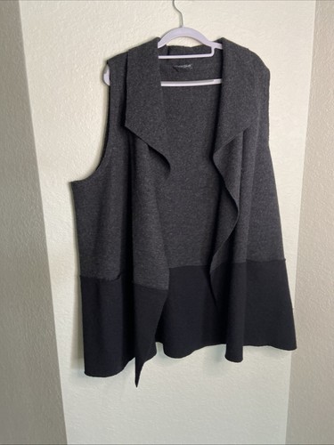Eileen Fisher Womens Open Front Long Vest 100% Wool oversized flowy 3X
