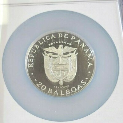 1979 PANAMA SILVER 20 BALBOAS VASCO NUNEZ NGC PF 66 ULTRA CAMEO
